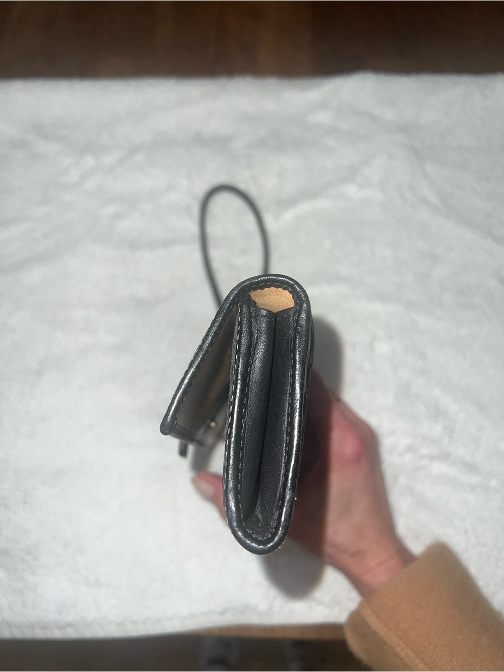 Coach Black/Tan Signature Canvas Wristlet Clutch. - Picture 6 of 12
